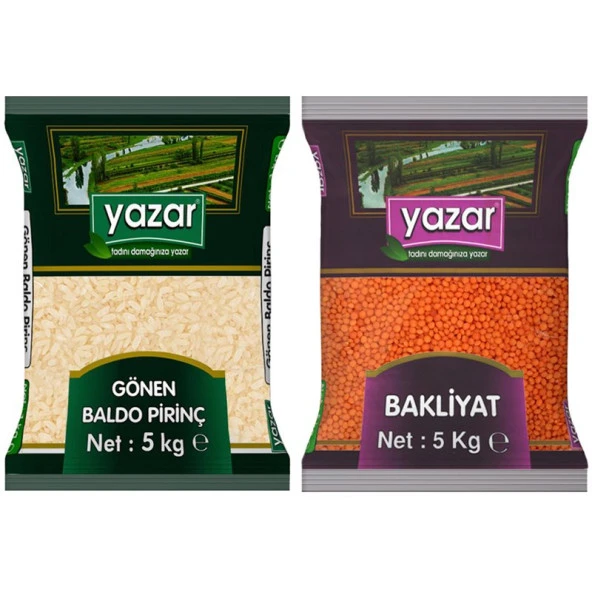 Yazar Gönen Baldo Pirinç 5 Kg. + Kırmızı Mercimek 5 Kg. ürün görseli 1