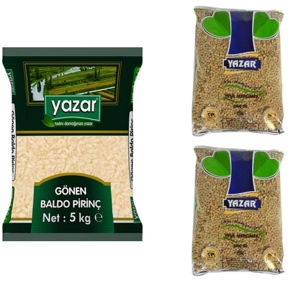 Yazar Gönen Baldo Pirinç 5 Kg. + Yeşil Mercimek 5 Kg. ürün görseli 1