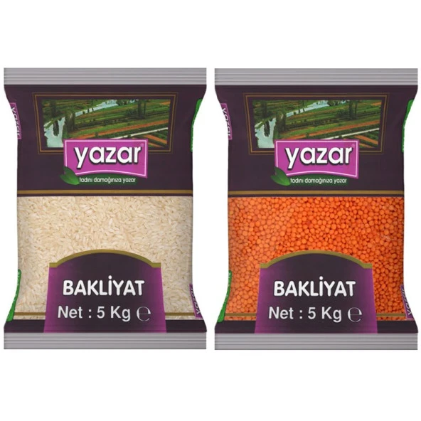 Yazar Pilavlık Pirinç 5 Kg. + Kırmızı Mercimek 5 Kg. ürün görseli 1