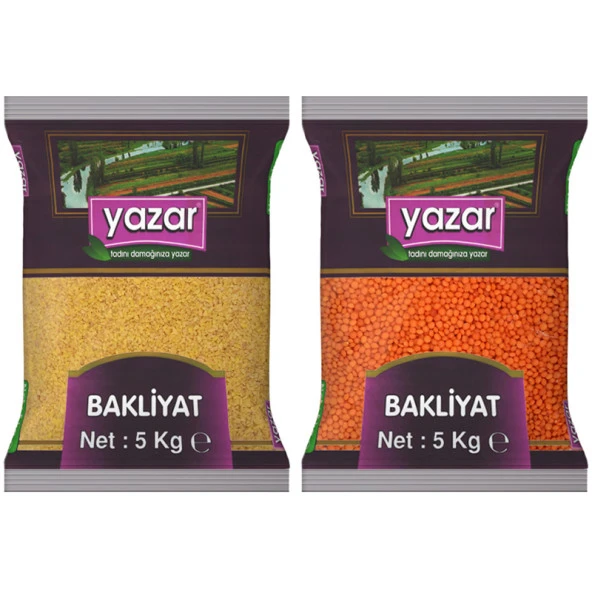 Yazar Pilavlık Bulgur 5 Kg. + Kırmızı Mercimek 5 Kg. ürün görseli 1