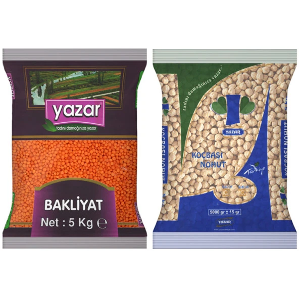 Yazar Kırmızı Mercimek 5 Kg. + Koçbaşı Nohut 5 Kg. ürün görseli 1