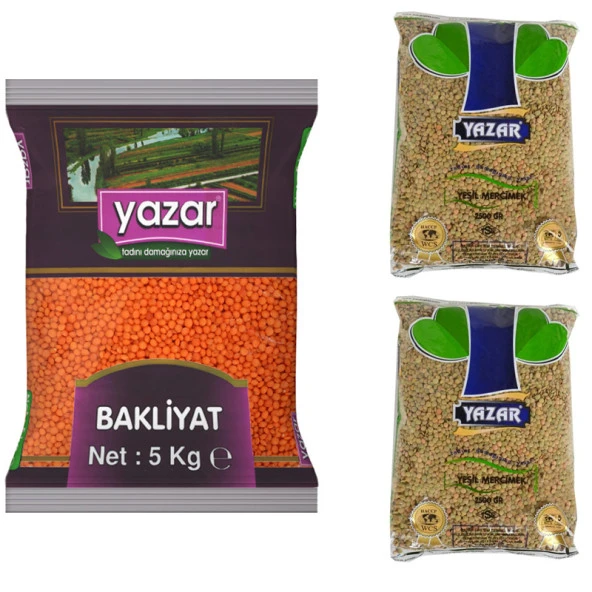 Yazar Kırmızı Mercimek 5 Kg. + Yeşil Mercimek 5 Kg. ürün görseli 1
