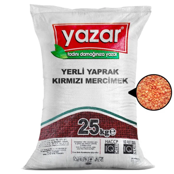 Yazar Yerli Yaprak Kırmızı Mercimek 25 Kg. ürün görseli 1