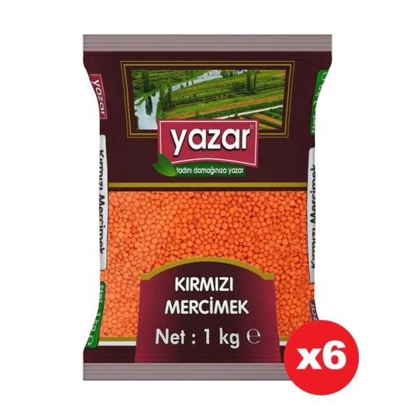 Yazar Yerli Kırmızı Mercimek 1 Kg. x 6 Adet ürün görseli 1