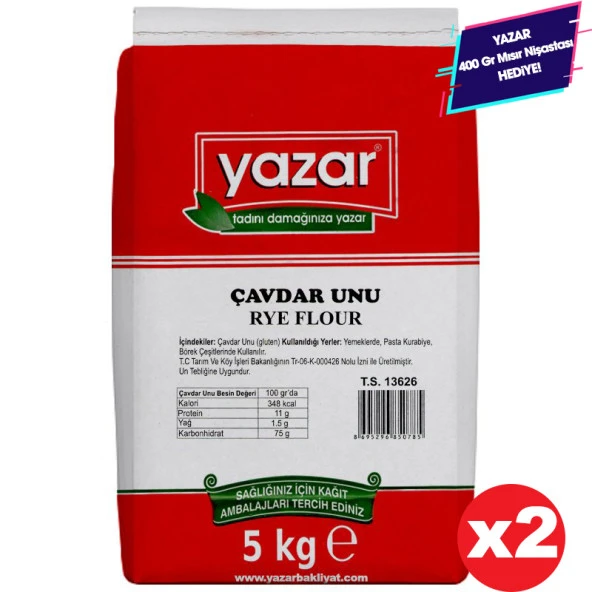 Yazar Taş Değirmende Öğütülmüş Çavdar Unu 5 Kg x 2 Paket ürün görseli 1