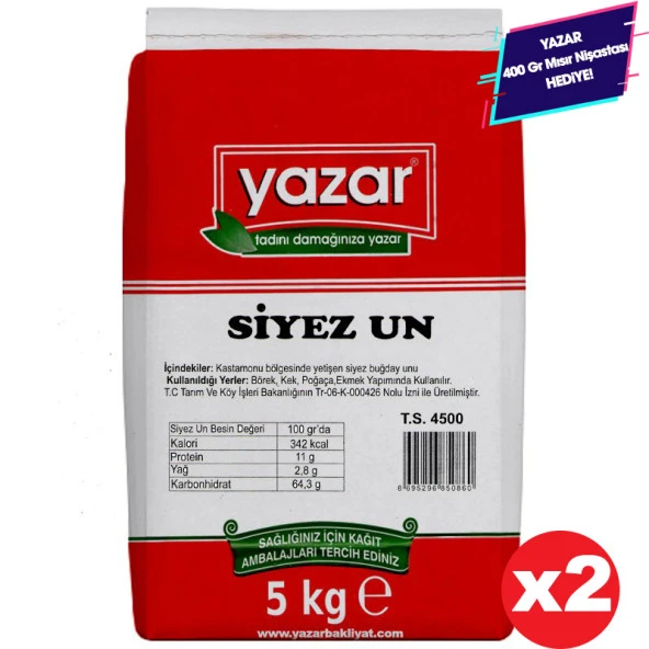 Yazar Taş Değirmende Öğütülmüş Siyez Unu 5 Kg x 2 Paket ürün görseli 1