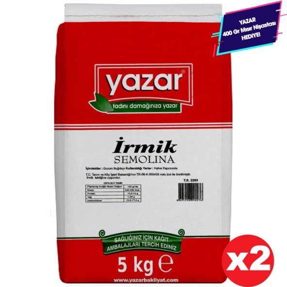 Yazar İrmik 5 Kg x 2 Paket ürün görseli 1