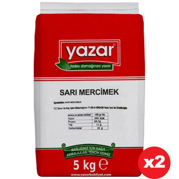 Yazar Sarı Mercimek 5 Kg x 2 Paket ürün görseli 1