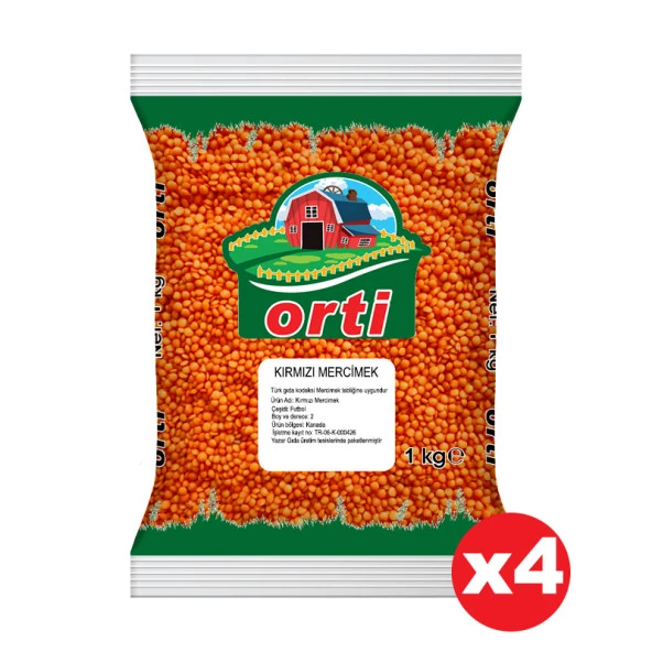 Orti Kırmızı Mercimek 1 Kg. x 4 Adet ürün görseli 1