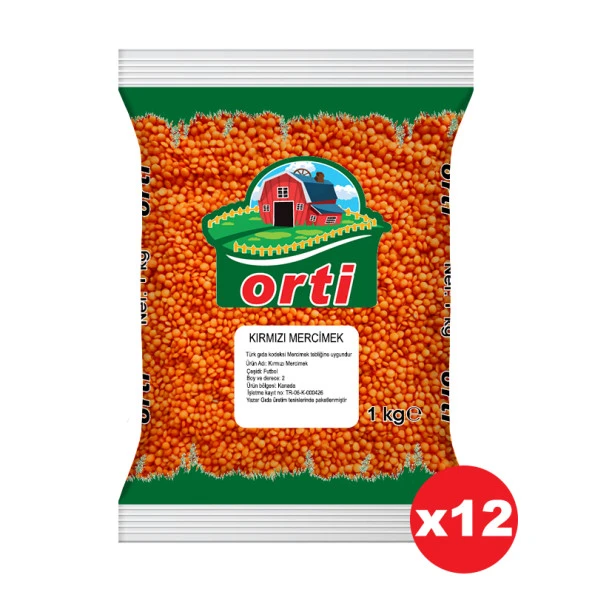 Orti Kırmızı Mercimek 1 Kg. x 12 Adet ürün görseli 1