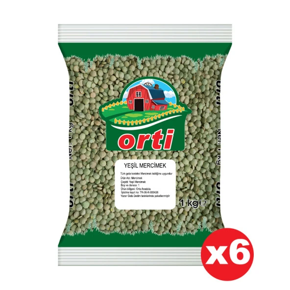 Orti Yeşil Mercimek 1 Kg. x 6 Adet ürün görseli 1
