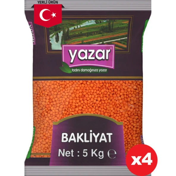 Yazar Yerli Kırmızı Mercimek 5 Kg x 4 Adet ürün görseli 1