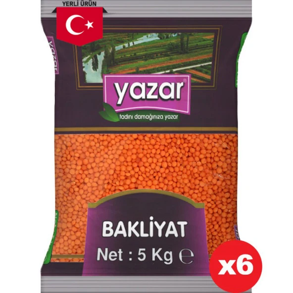 Yazar Yerli Kırmızı Mercimek 5 Kg x 6 Adet ürün görseli 1