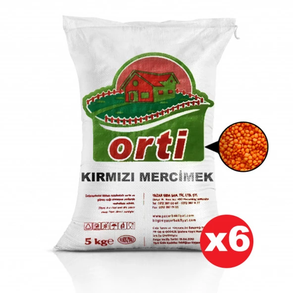 Orti Kırmızı Mercimek 5 Kg x 6 Paket. ürün görseli 1