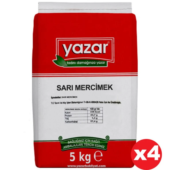 Yazar Sarı Mercimek 5 Kg x 4 Paket ürün görseli 1