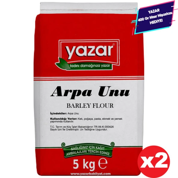 Yazar Taş Değirmende Öğütülmüş Arpa Unu 5 Kg X 2 Paket ürün görseli 1