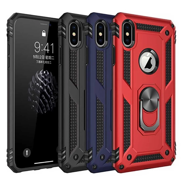 iPhone XS Max Kılıf Panzer Ring Tam Koruma Arka Kapak ürün görseli 1