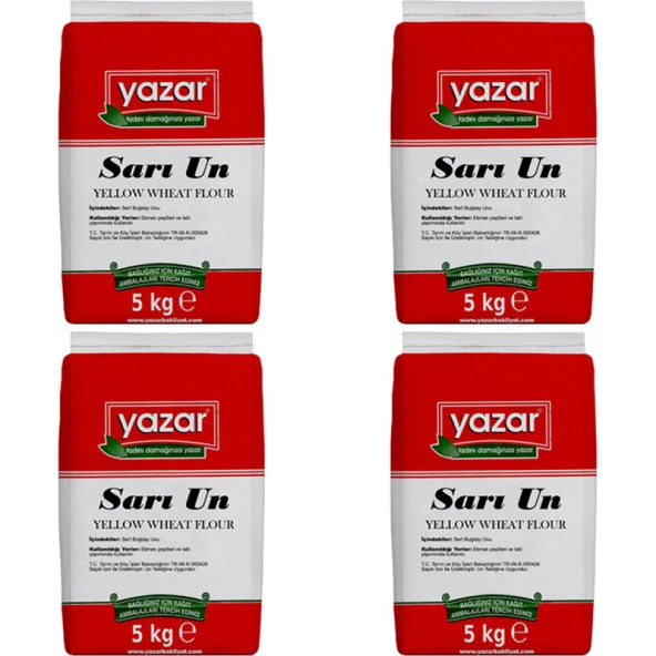 Yazar Taş Değirmende Öğütülmüş Sarı Un 5 Kg X 4 Paket ürün görseli 1