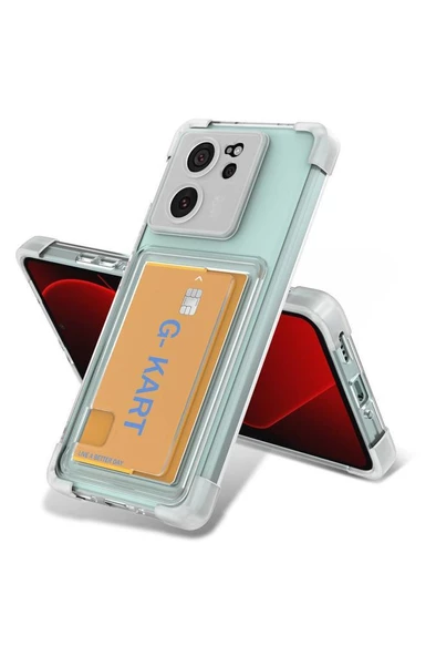 Xiaomi Mi 13T Uyumlu Kılıf Airbag Tasarımlı Şeffaf Kartlıklı  G-Kart Kapak ürün görseli 1