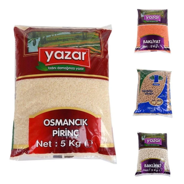 Yazar Kuru Gıda Seti 5KG Osmancık+5KG Kırmızı Mercimek+5KG Nohut+5KG Fasulye=20kg ürün görseli 1