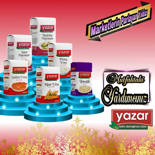 Yazar2'li 500 gr Pudra Şekeri 2'li 500 gr İrmik 2'li 400 gr Galeta Unu 2'li 400gr Buğday N ürün görseli 1