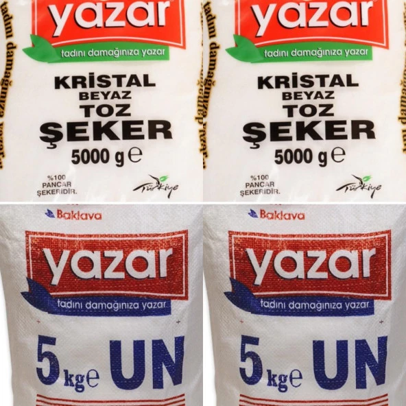 Yazar Kristal Toz Şeker 2 x 5 KG + Yazar Pastalık Böreklik Un 2 x 5 KG ürün görseli 1