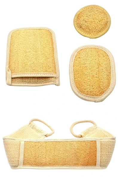 Doğal Kabak Lifi 4'lü Banyo Hamam Kese Seti (Yüz + Vücud + Sırt) Set4 ürün görseli 1