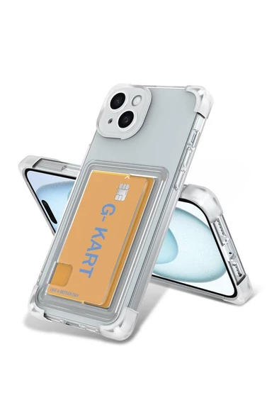 iPhone 15 Uyumlu Kılıf Airbag Tasarımlı Şeffaf Kartlıklı  G-Kart Kapak ürün görseli 1