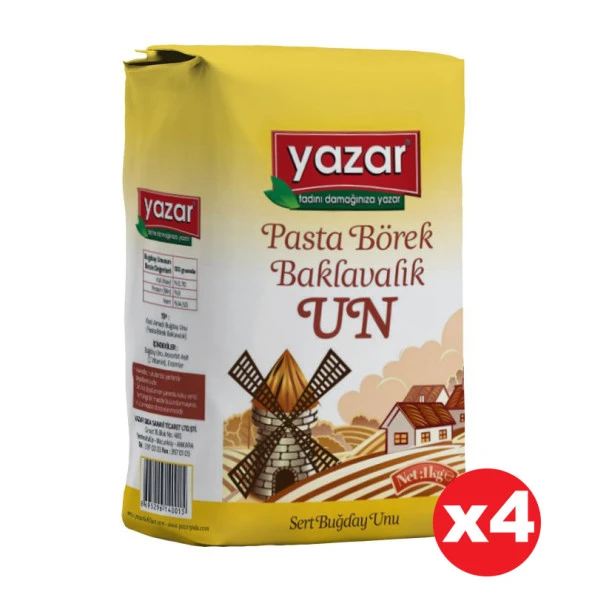 Yazar Pastalık Böreklik Baklavalık Çok Amaçlı Un 1 Kg x 4 Paket ürün görseli 1