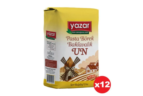 Yazar Pastalık Böreklik Baklavalık Çok Amaçlı Un 1 Kg x 12 Paket ürün görseli 1