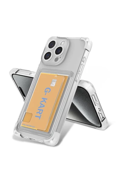 iPhone 15 Pro Max Uyumlu Kılıf Airbag Tasarımlı Şeffaf Kartlıklı  G-Kart Kapak ürün görseli 1