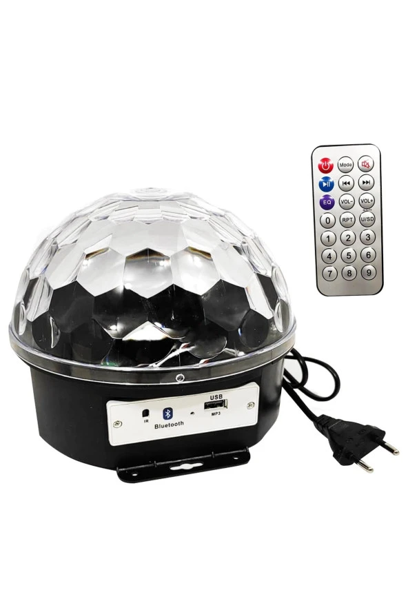 Müzik Kutusu Disko Topu Rgb Led 220v Bt/usb Akkuzu Hs-12609 ürün görseli 1