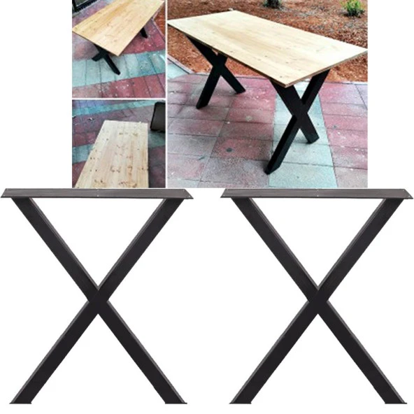 Metal Masa Ayağı 72 Cm Ahşap Kütük Masa Ayağı X Tasarım ürün görseli 1