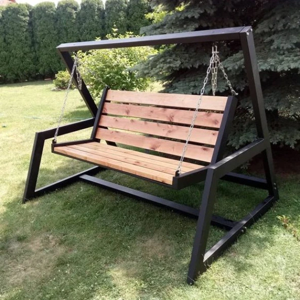 Bahçe Salıncağı 3 Kişilik Ahşap Teras Salıncağı ürün görseli 1