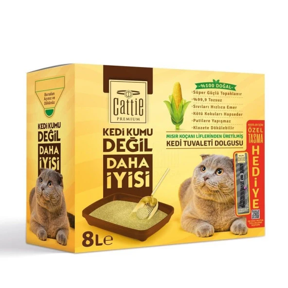 Cattie Süper Topaklanan Mısır Koçanı Kedi Tuvaleti Dolgusu 8 LT ürün görseli 1