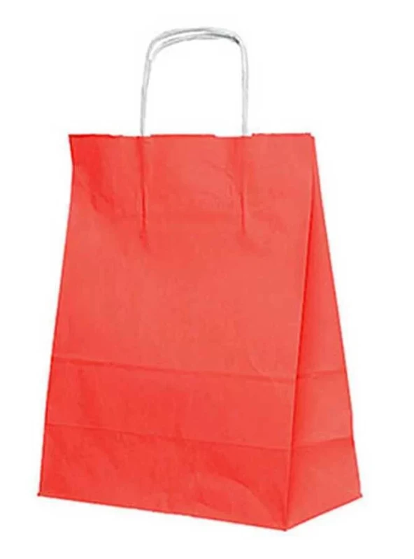 Burgu Saplı Kırmızı Kağıt Çanta 19x8x24 cm - 25 Adet ürün görseli 1