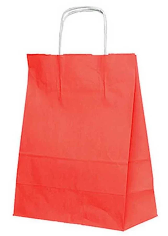 Burgu Saplı Kırmızı Kağıt Çanta 32x12x41 cm - 25 Adet ürün görseli 1
