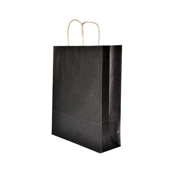Burgu Saplı Siyah Kağıt Çanta 32x12x41 cm - 25 Adet ürün görseli 1