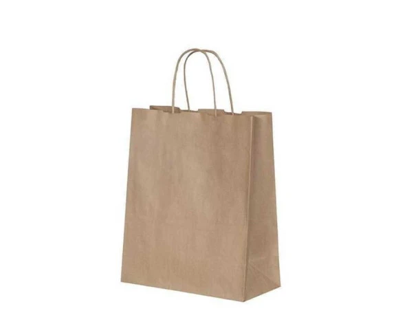 Burgu Saplı Kraft Kağıt Çanta 26x14x29 cm - 25 Adet ürün görseli 1