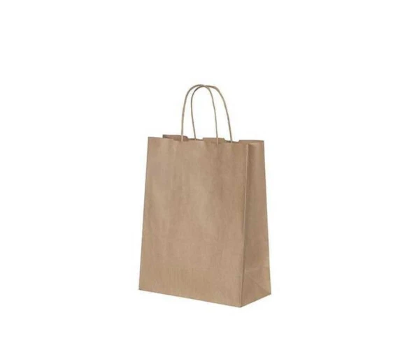 Burgu Saplı Kraft Kağıt Çanta 18x9x25 cm - 25 Adet ürün görseli 1