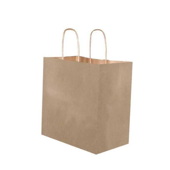 Burgu Saplı Kraft Kağıt Çanta 33x20x32 cm - 25 Adet ürün görseli 1