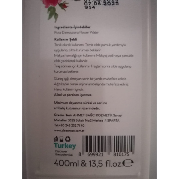Clean Rose Gül Suyu - Resim 2