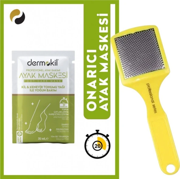 Dermokil Kil & Kenevir Yağlı Ayak Maskesi 35 Ml + Trina Sarı Plastik Saplı Topuk Rendesi Özel Set ürün görseli 1