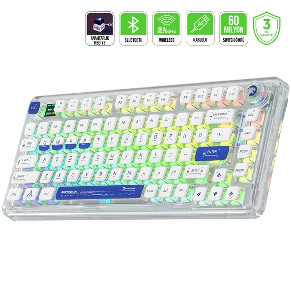 GamePower Gasket Pro RGB Wireless/Bluetooth/Kablolu Mekanik Red Switch Gasket Gaming Klavye ürün görseli 1