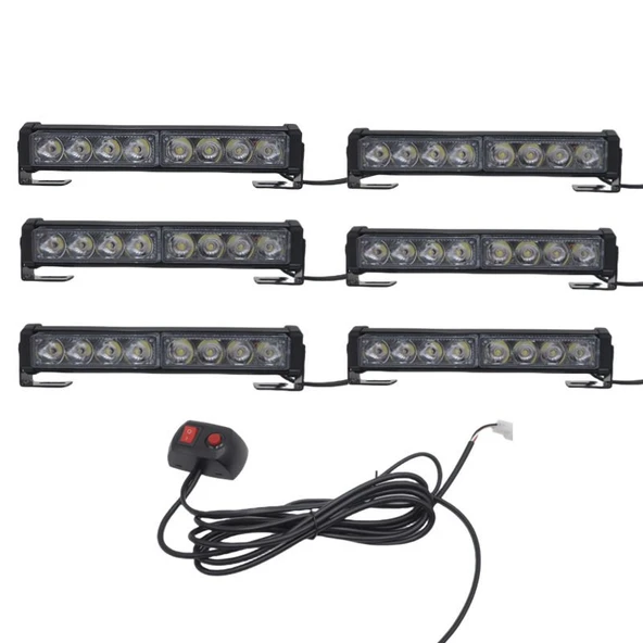 Space 6lı 48 led çakar lamba sarı-beyaz 12-30V / LAPA545-1 ürün görseli 1