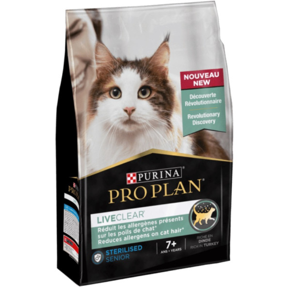 Proplan liveclear sterilised senior 1,4kg 7 yaş üstü hindi etli kısırlaştırılmış yaşlı kedi maması ürün görseli 1