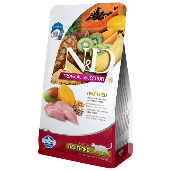 N&D Tropical Selection Tavuklu Ve Tropikal Meyveli Kısırlaştırılmış Kedi Maması 10Kg ürün görseli 1