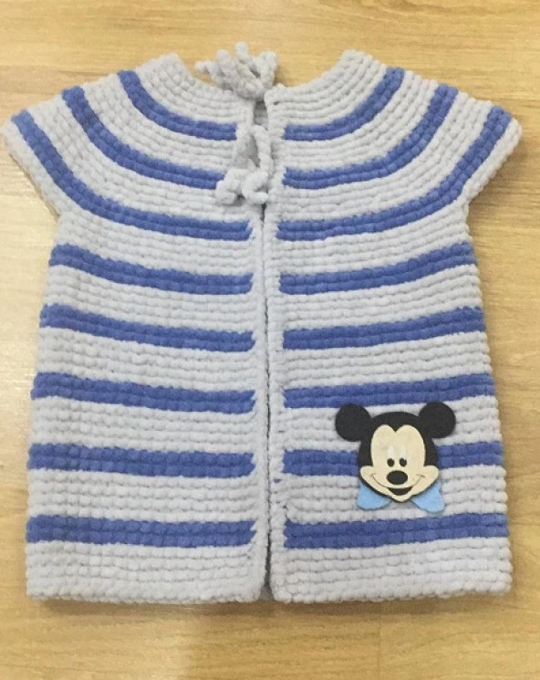 Örgü Mickey Mouse Logolu Erkek Bebek Yeleği ürün görseli 1
