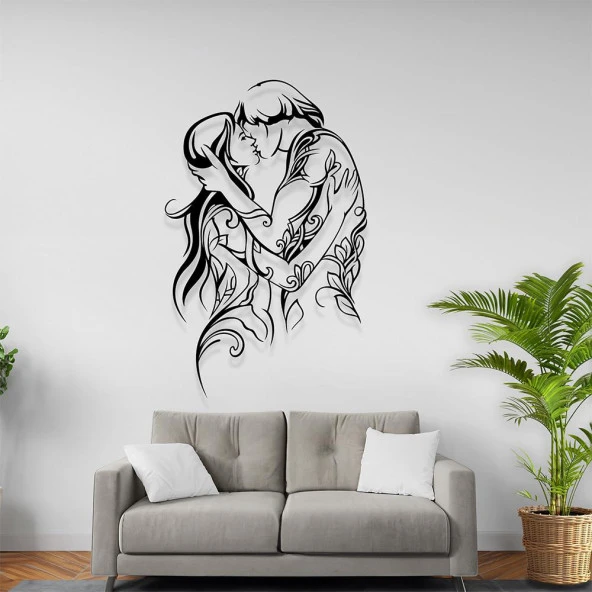 Romantik Yatak Odası Tabloları Öpüşen Çift Temalı Metal Tablo ürün görseli 1