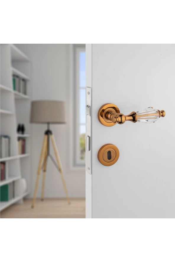 Topkapı Kristal Cam Rozetli Albirifin Oda Kapı Kolu Koldoor 4 Takım ürün görseli 1